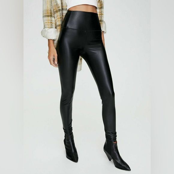 Wilfred Pants - Aritzia Wilfred Free High-waisted Vegan Leather leggings- Black Size Medium